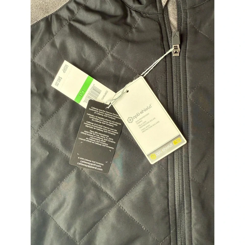 Callaway Weather Series Mens Large Full Zip Quilted Golf Jacket Gray Black NEW